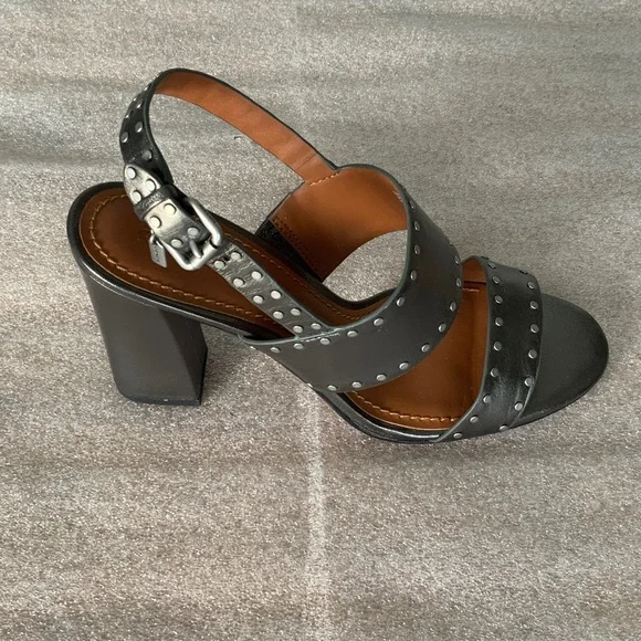 Coach Metallic Studded Block Heels
